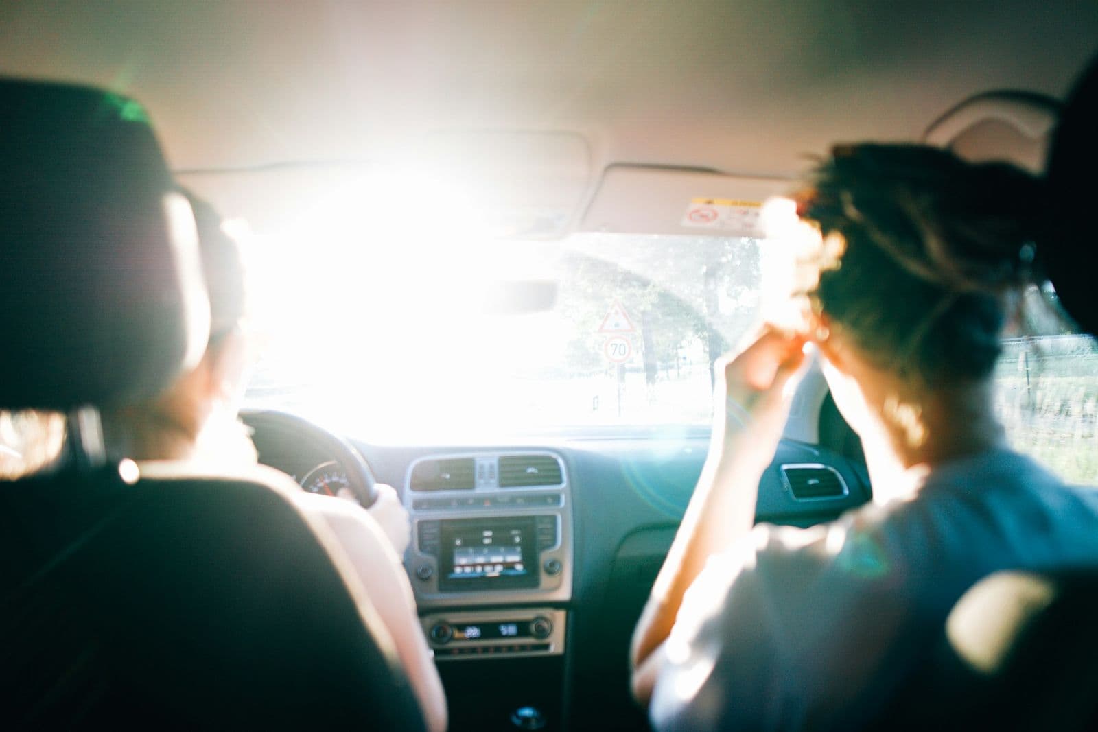 Friends on a sunny road trip